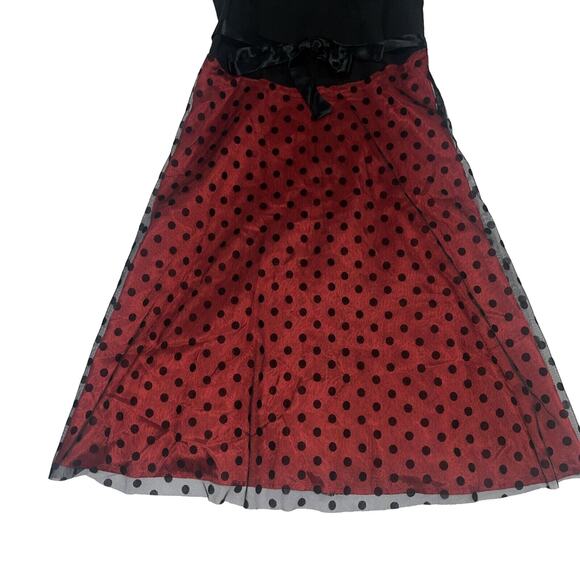 Vintage Rampage Juniors Sz 7 Red Black Polka Dot Halter Dress 50s Inspired - Picture 2 of 15